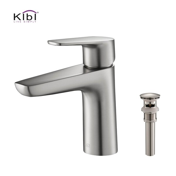 Kibi Harmony Single Handle Bathroom Vanity Sink Faucet with Pop Up Drain C-KBF1011BN-KPW100BN - main